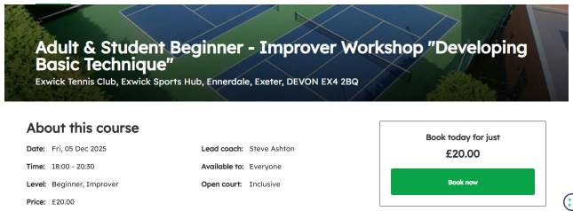 Adult & Student Beginner - Improver Workshop "Developing Basic Technique"